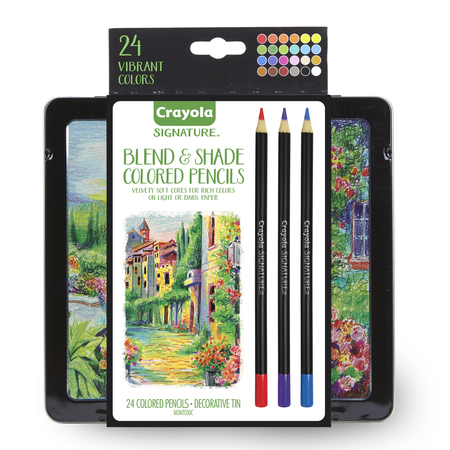 Crayola Signature Blend + Shade Colored Pencils in Tin, PK24 682015